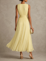 INOL | Vestido Maxi Sin Mangas con Cintura Fruncida