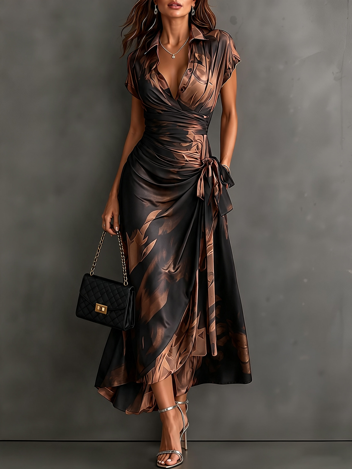 Nadia | Vestido midi elegante con estampado abstracto