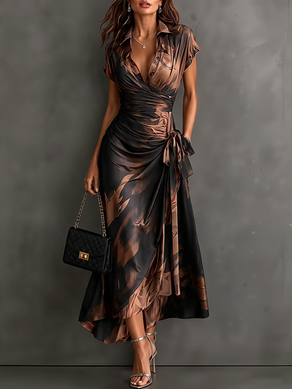Nadia | Vestido midi elegante con estampado abstracto