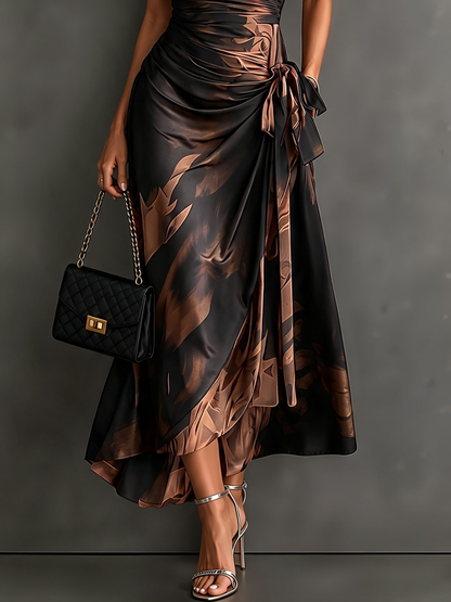Nadia | Vestido midi elegante con estampado abstracto