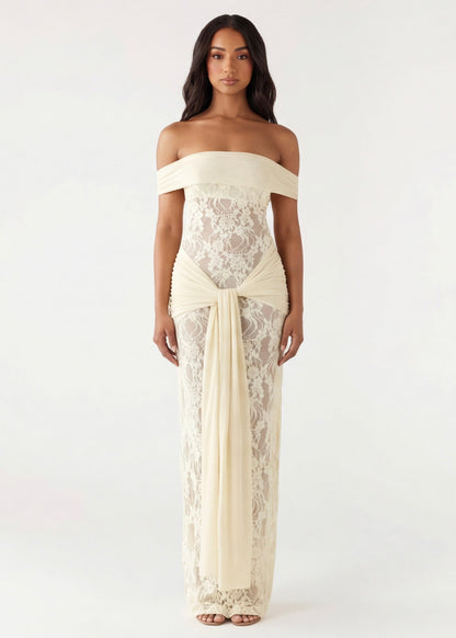 ARIA LACE GOWN - Vestido Maxi de Encaje con Hombros Descubiertos