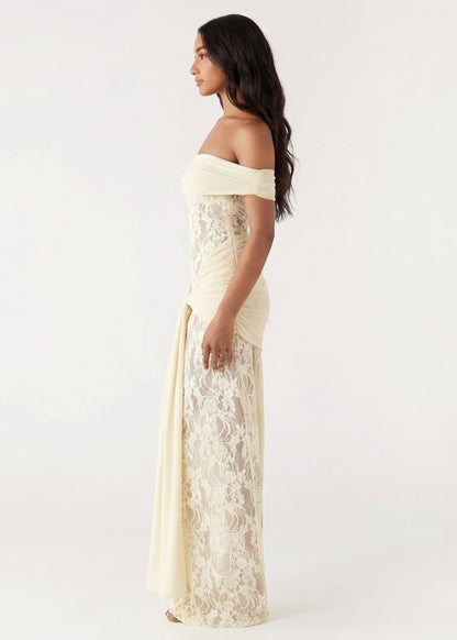 ARIA LACE GOWN - Vestido Maxi de Encaje con Hombros Descubiertos