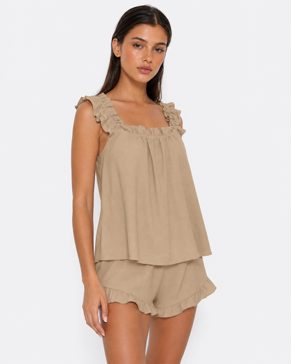 ALMA - Conjunto de Pijama con Volantes y Short