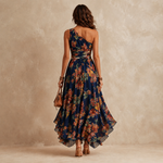 Celeste | Vestido Maxi Floral de Un Hombro