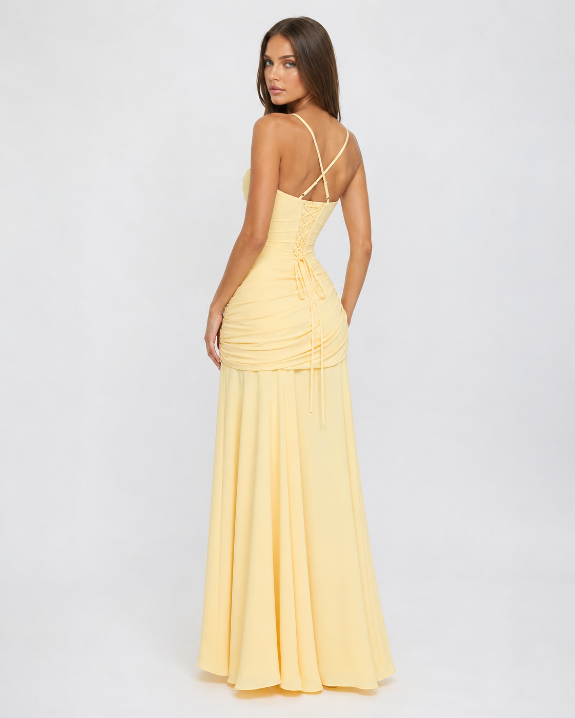 VALENTINA - Vestido Maxi con Escote Cuadrado y Espalda Ajustable