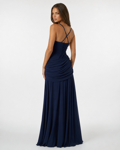 VALENTINA - Vestido Maxi con Escote Cuadrado y Espalda Ajustable