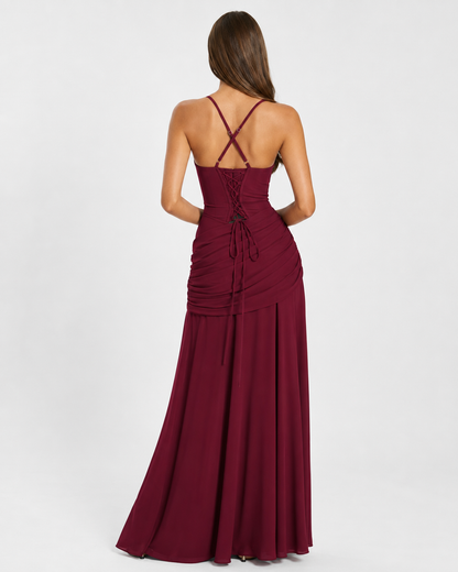 VALENTINA - Vestido Maxi con Escote Cuadrado y Espalda Ajustable