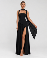 ARIANA - Vestido Maxi Corsé con Abertura y Pañuelo