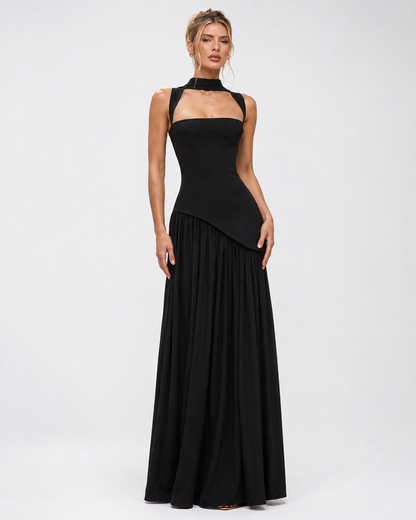 ARIANA - Vestido Maxi Corsé con Abertura y Pañuelo