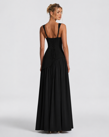 ARIANA - Vestido Maxi Corsé con Abertura y Pañuelo