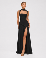 ARIANA - Vestido Maxi Corsé con Abertura y Pañuelo