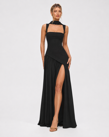 ARIANA - Vestido Maxi Corsé con Abertura y Pañuelo