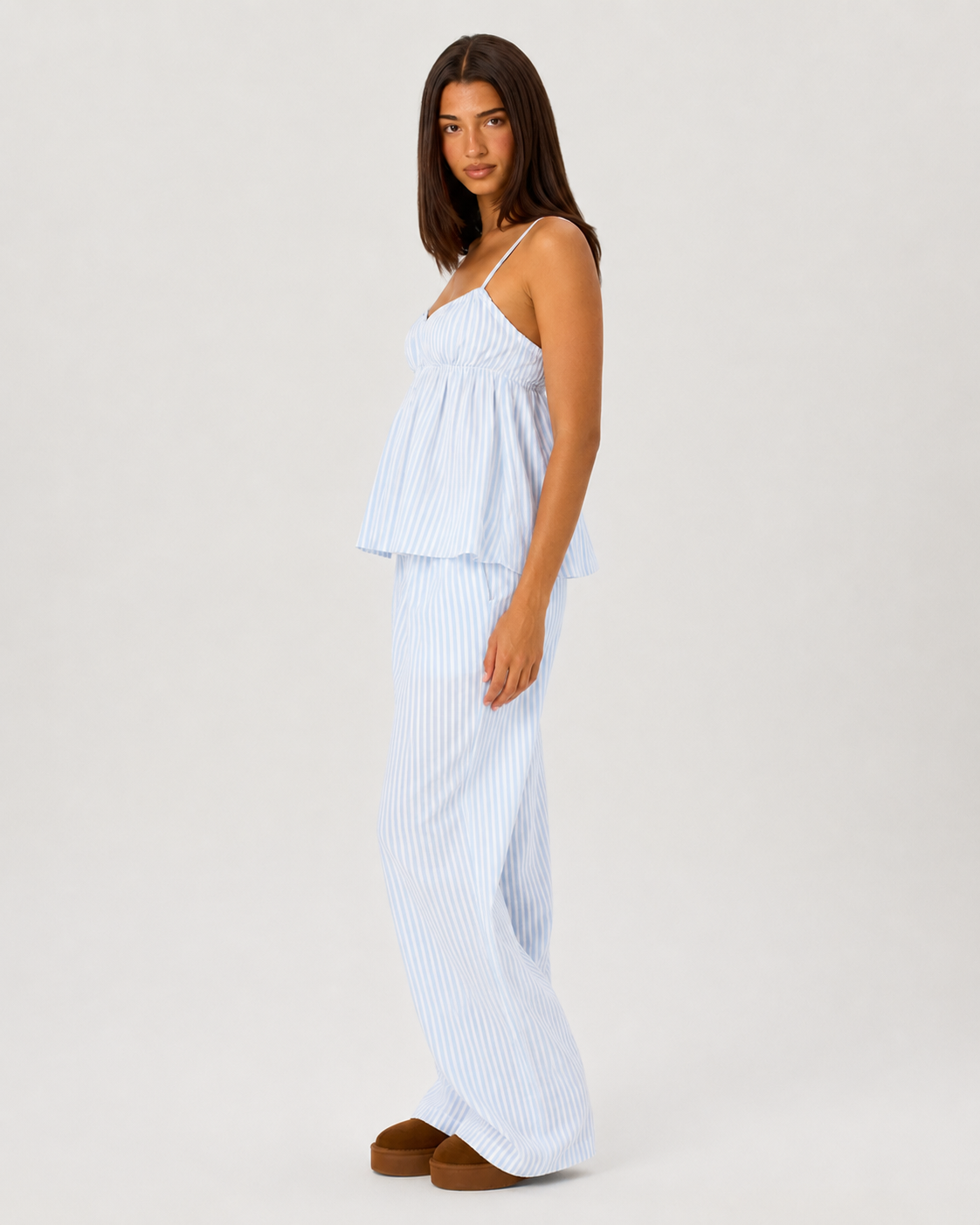 MAELIA - Conjunto de Pijama de Rayas con Pantalón Ancho