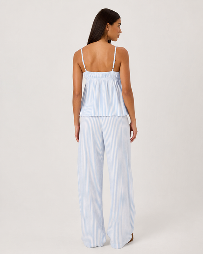 MAELIA - Conjunto de Pijama de Rayas con Pantalón Ancho