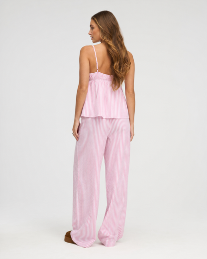 MAELIA - Conjunto de Pijama de Rayas con Pantalón Ancho