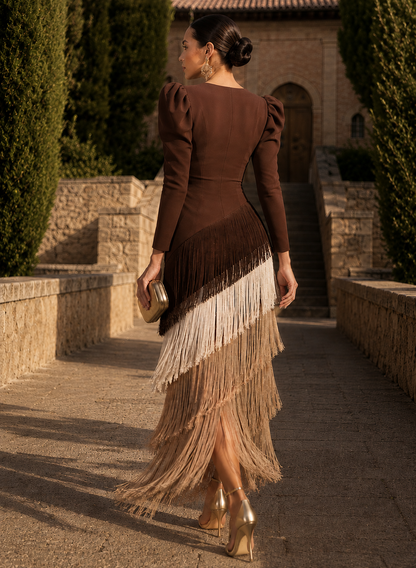 KARINA - Vestido elegante con flecos.