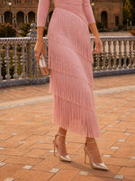 KARINA EDICIÓN LIMITADA - Vestido elegante con flecos.