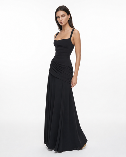 VALENTINA - Vestido Maxi con Escote Cuadrado y Espalda Ajustable