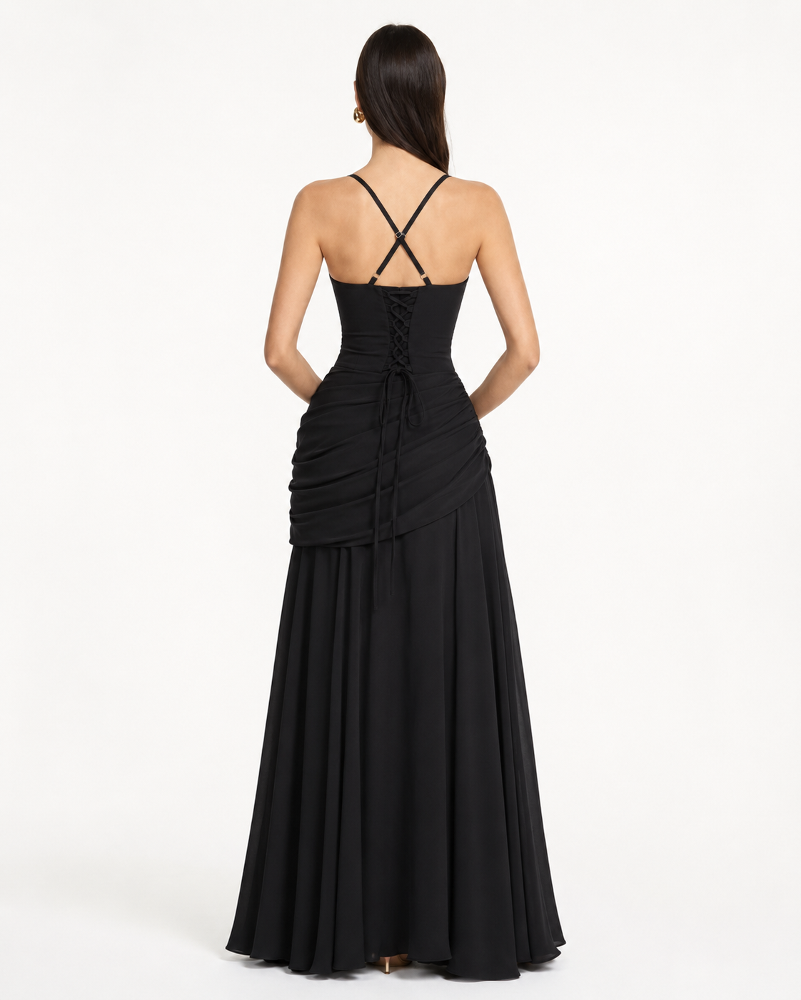 VALENTINA - Vestido Maxi con Escote Cuadrado y Espalda Ajustable