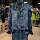 Aurelia - Camisa Casual Floral de Manga Larga con Cuello de Solapa