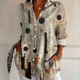 CASSANDRA - Blusa de Manga Larga con Estampado y Cuello de Solapa