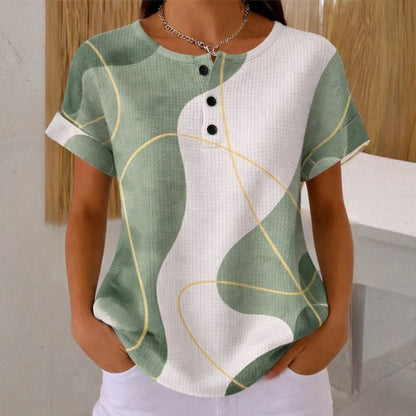 SOFI - Camiseta de Manga Corta con Bloques de Color y Botones
