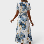 Elara | Vestido Midi Floral Cruzado