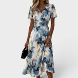 Elara | Vestido Midi Floral Cruzado