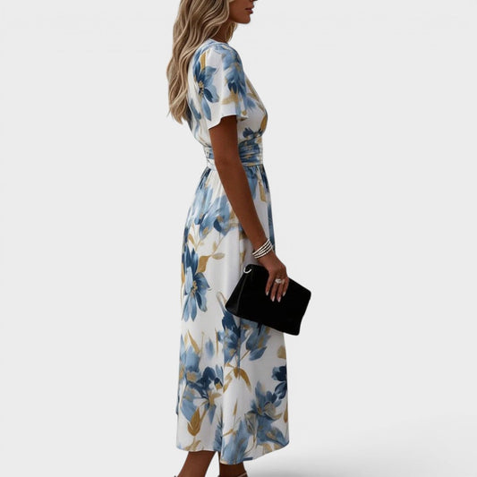 Elara | Vestido Midi Floral Cruzado