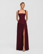 ARIANA - Vestido Maxi Corsé con Abertura y Pañuelo