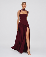 ARIANA - Vestido Maxi Corsé con Abertura y Pañuelo
