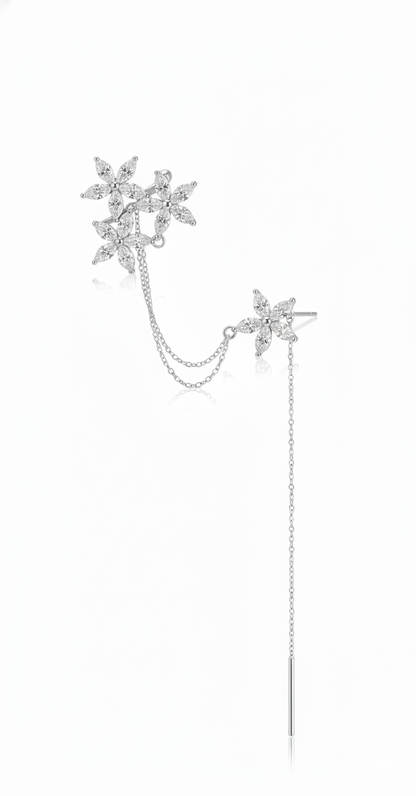 Pendientes de flores elegantes Plata