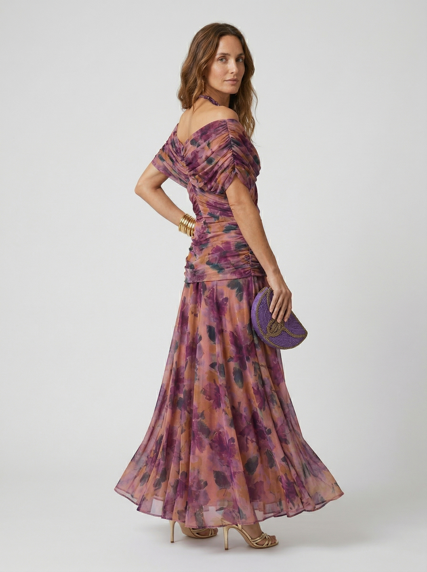 Vestido largo con escote en v - Floral 2XL