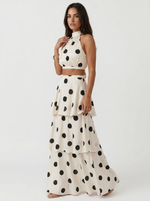 Conjunto top y falda larga de lunares