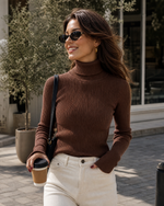 LUCY - Jersey Ajustado de Cuello Alto y Punto Canalé