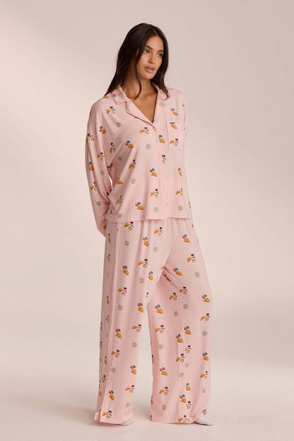 MELINA - Conjunto de Pijama con Camisa y Pantalón Estampado