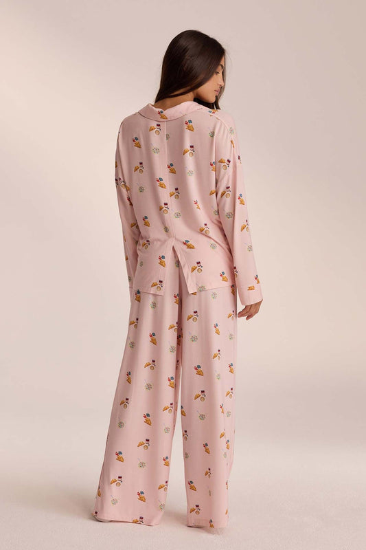 MELINA - Conjunto de Pijama con Camisa y Pantalón Estampado
