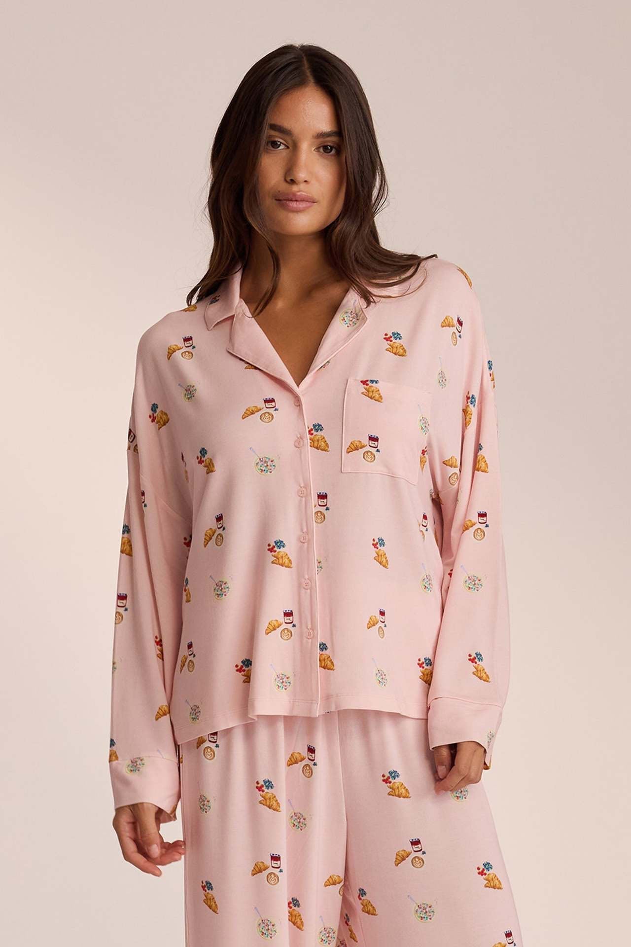 MELINA - Conjunto de Pijama con Camisa y Pantalón Estampado