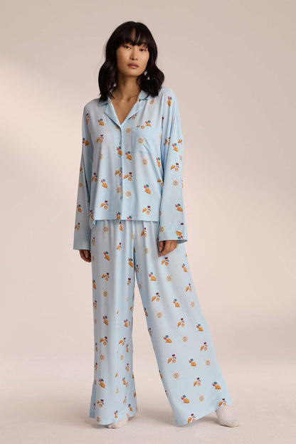 MELINA - Conjunto de Pijama con Camisa y Pantalón Estampado