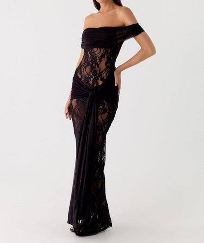 ARIA LACE GOWN - Vestido Maxi de Encaje con Hombros Descubiertos