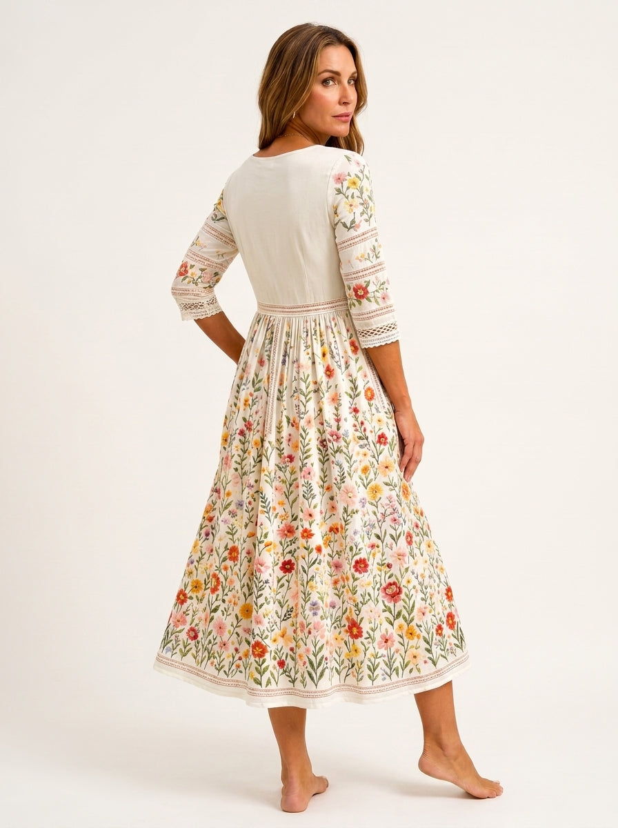 LINA - Vestido Midi Estampado Floral