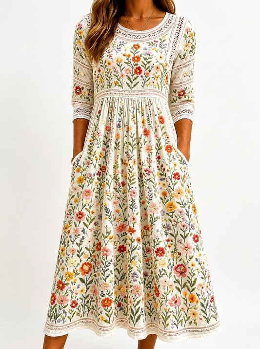 LINA - Vestido Midi Estampado Floral