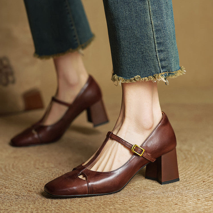 Alysa | Zapatos de Tacón de Piel Genuina