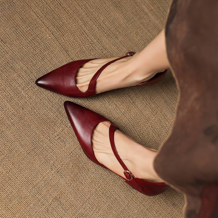 Avena | Zapatos de Tacón de Piel Genuina con Tiras Cruzadas