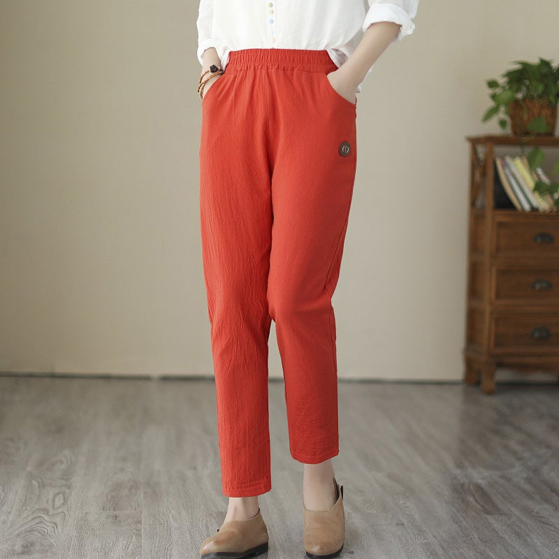 LORENA - Pantalón de Mezcla de Algodón y Lino