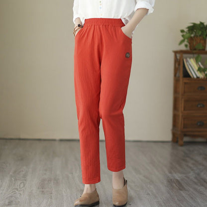 LORENA - Pantalón de Mezcla de Algodón y Lino