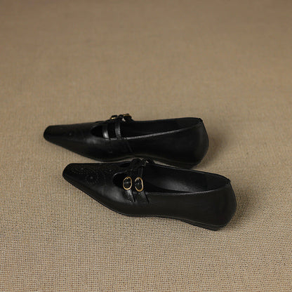 Ceyla | Bailarina Mary Jane de Doble Tira con Detalle Brogue