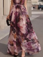 Amélie | Vestido Largo Floral con Lazo en el Cuello y Cinturón en la Cintura