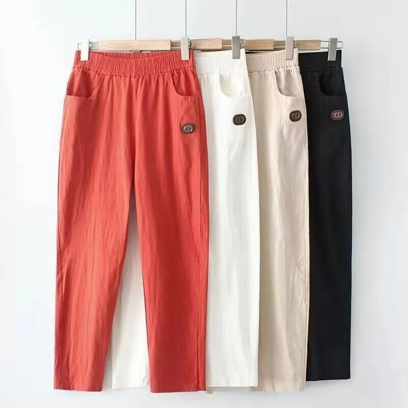 LORENA - Pantalón de Mezcla de Algodón y Lino