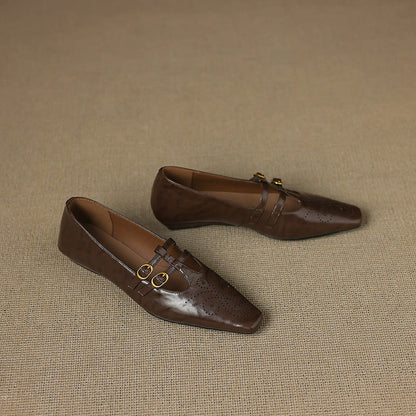 Ceyla | Bailarina Mary Jane de Doble Tira con Detalle Brogue